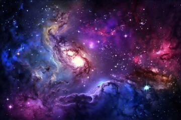 Fototapeta na wymiar colorful cosmos space nebula created with generative ai