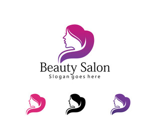 beauty woman logo design template with element simple concept