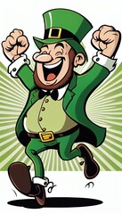 Saint Patrick&rsquo;s day celebration. Cartoon flat illustration of happy man celebrating St Patricks day. 