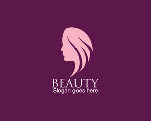 Beauty woman hair salon pink logo design. beauty women logo design inspiration for skin care, salons and spa,