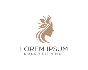 Beauty woman hair salon gold gradient logo design. luxury natural feminine beauty logo template