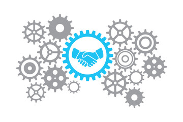 Business gear concept with handshake sign