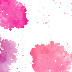 pink and violet watercolor  with pink splashes on white ground background with space for text