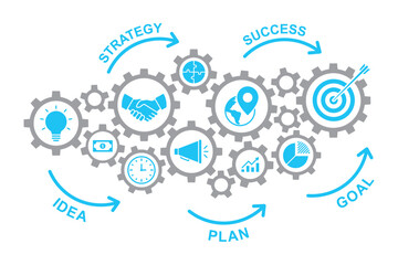 Gear and business icons. Business mechanism concept