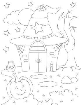 halloween house coloring page. you can print it on 8.5x11 inch paper