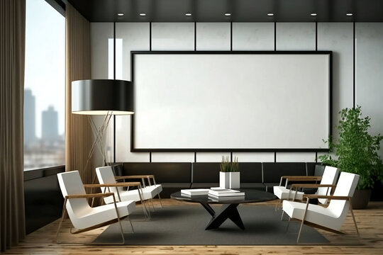 Luxury Apartment Meeting Room Mockup Billboard Frame with AI-Generated Design