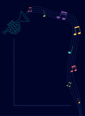 trumpet and notes neon