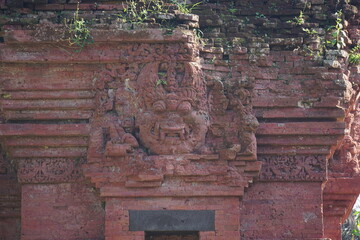 The relief of kala kirtimukha on Kali cilik temple. Kalicilik Temple is one of the relics of the...