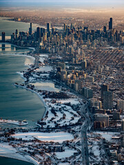 Chicago Skyline and Lake Shore Drive from the Air