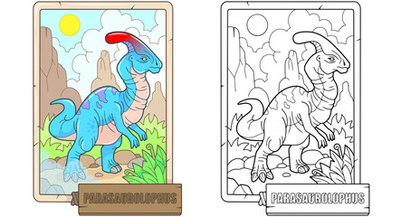 prehistoric dinosaur parasaurolophus, funny illustration
