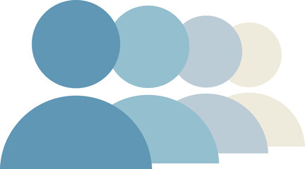 Isolated illustration of group of people, team account icon in gradient blue, teamwork symbol, multi person account sign