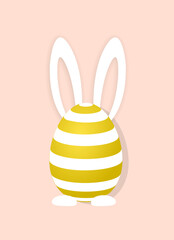 Easter day design. 3d realistic egg bunny. Holiday banner, web poster, flyer. Spring Easter background