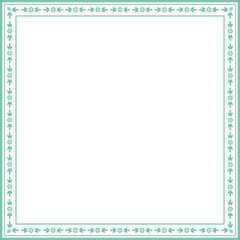Vintage square frame botanic garden retro abstract pattern border