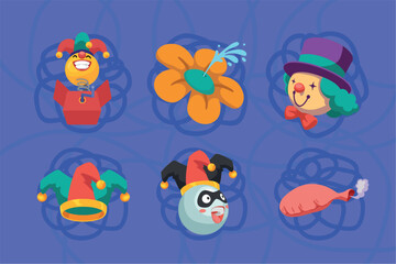 six fools day celebration icons