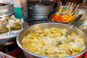 Bowl of the soup and food selling in the food stall