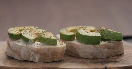 sandwiches with avocado and cream cheese from olive board