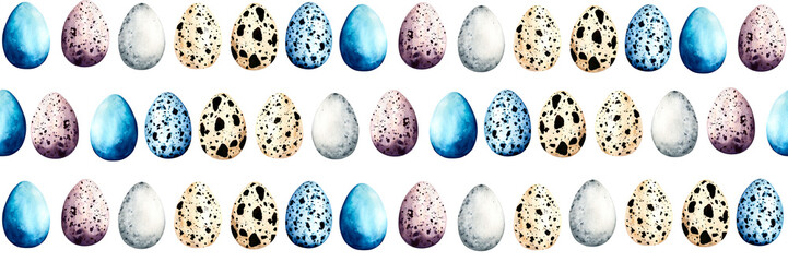 Seamless pattern easter with colored eggs. Spring hand drawn illustration isolated on white background.