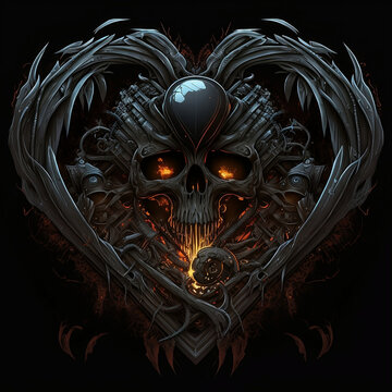 Heart Shaped Human Skull Logo