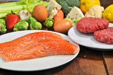 raw meat with vegetables