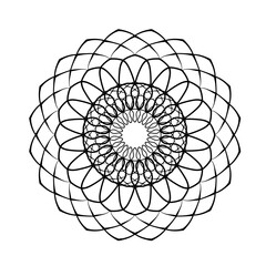 Mandala floral pattern. Coloring book page element for adult or children.