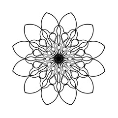 Mandala floral pattern. Coloring book page element for adult or children.