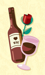 wine bottle with rose