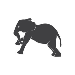 Vector illustration of Elephant silhouettes on white background.