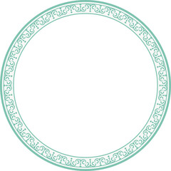 Vintage round frame botanic garden retro abstract pattern border