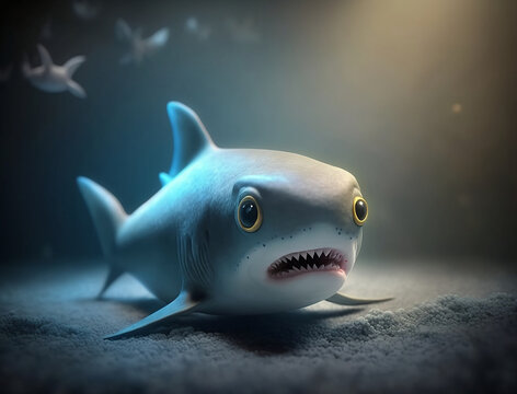 Cute Baby Shark. Generative ai