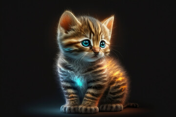 Fototapeta na wymiar Cute Baby Tiger Cat. Generative ai
