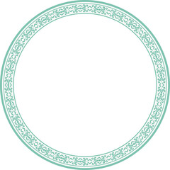 Vintage round frame botanic garden retro abstract pattern border