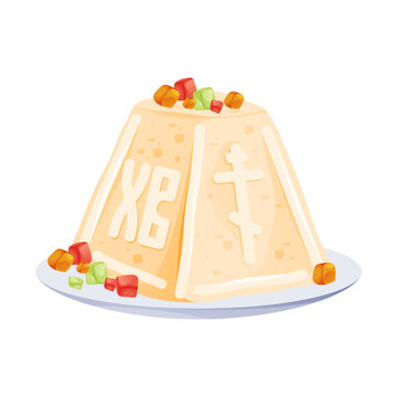 recommend clip art: Easter cheesecake on a plate. Isolated vector icon or clipart.