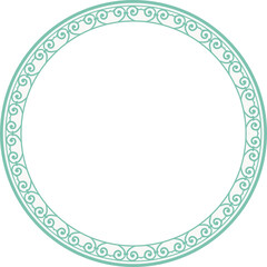 Vintage round frame botanic garden retro abstract pattern border