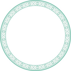 Vintage round frame botanic garden retro abstract pattern border
