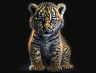 Obraz na płótnie Canvas Cute Baby Tiger. Generative ai