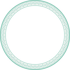 Vintage round frame botanic garden retro abstract pattern border