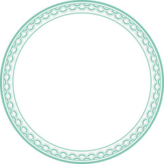 Vintage round frame botanic garden retro abstract pattern border