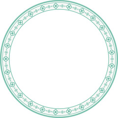 Vintage round frame botanic garden retro abstract pattern border