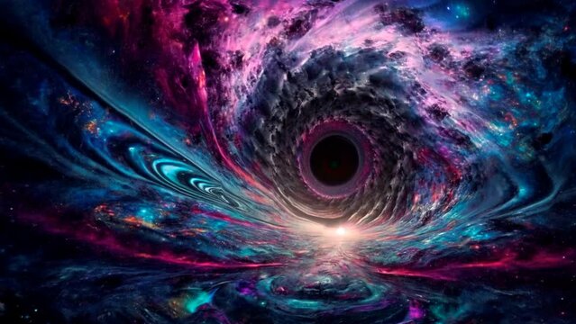 Black Hole inside Shining Nebula Deep Space with Galaxy Stardust, Looped Background Animation