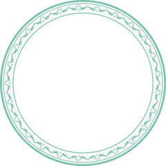 Vintage round frame botanic garden retro abstract pattern border