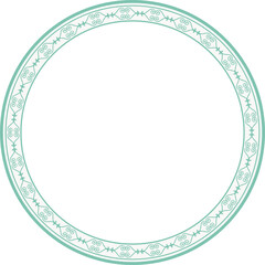 Vintage round frame botanic garden retro abstract pattern border