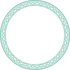 Vintage round frame botanic garden retro abstract pattern border