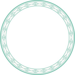 Vintage round frame botanic garden retro abstract pattern border