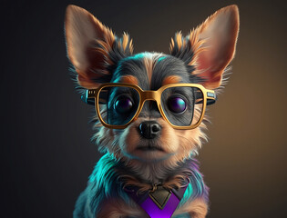 Cute Puppy Dog with Sunglasses. Generative ai