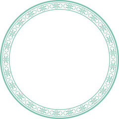 Vintage round frame botanic garden retro abstract pattern border
