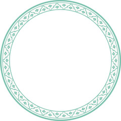 Vintage round frame botanic garden retro abstract pattern border