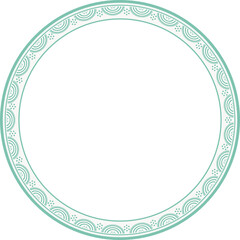 Vintage round frame botanic garden retro abstract pattern border