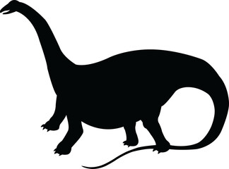 PNG black silhouette cute dinosaur. Silhouette cartoon animal design on transparent background. PNG file format Suitable for graphics websites and who require a silhouette transparent background(PNG).
