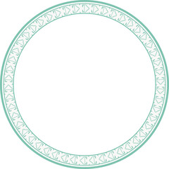 Vintage round frame botanic garden retro abstract pattern border