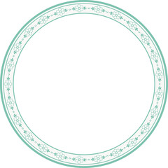 Vintage round frame botanic garden retro abstract pattern border